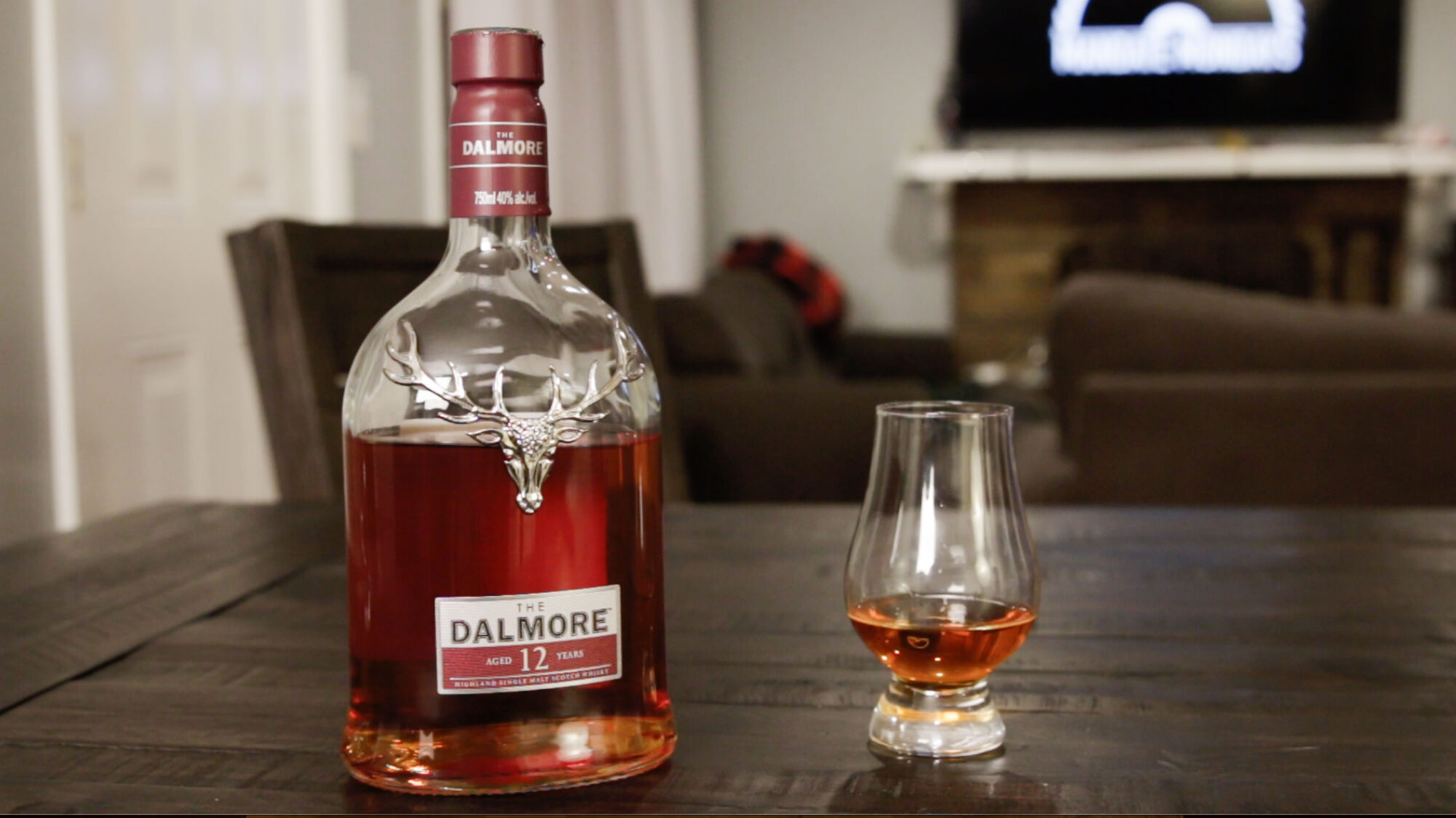 The Dalmore Whisky bottle and glass